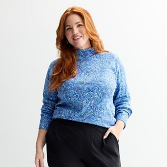 Plus Size Croft & Barrow® Essential Long-Sleeve Mockneck Top
