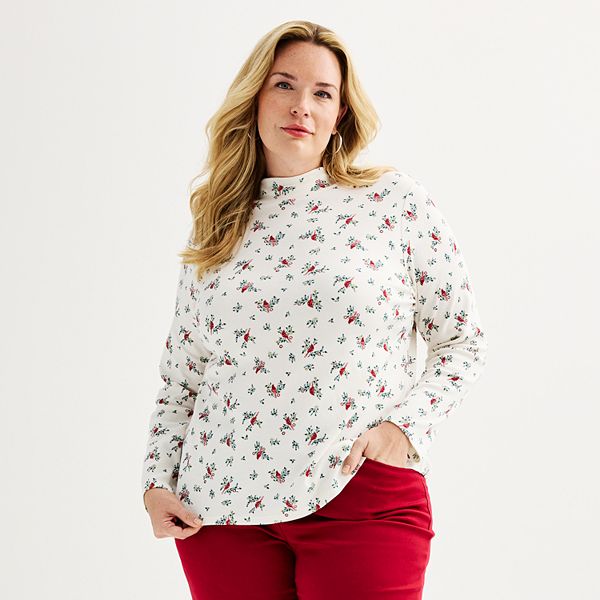 Plus Size Croft & Barrow® Essential Mockneck Top - Holiday Cardinal (1X ...