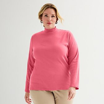 Plus Size Croft & Barrow® Essential Long-Sleeve Mockneck Top