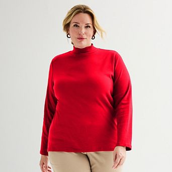 Plus Size Croft & Barrow® Essential Long-Sleeve Mockneck Top