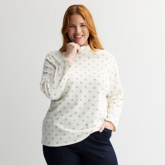 Plus Size Croft & Barrow® Essential Long-Sleeve Mockneck Top