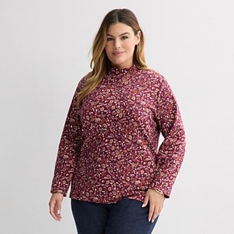 Plus Size Croft & Barrow® Essential Long-Sleeve Mockneck Top