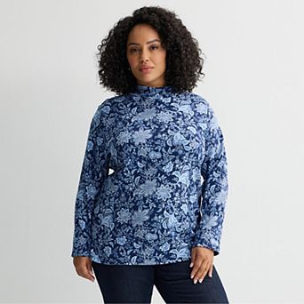 Plus Size Croft & Barrow® Essential Long-Sleeve Mockneck Top