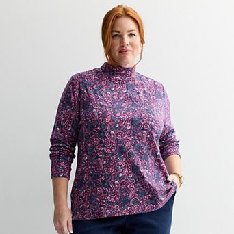 Plus Size Croft & Barrow® Essential Long-Sleeve Mockneck Top