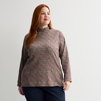 Plus Size Croft & Barrow® Essential Long-Sleeve Mockneck Top