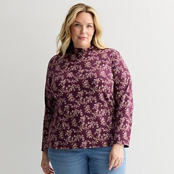 Plus Size Croft & Barrow® Essential Long-Sleeve Mockneck Top