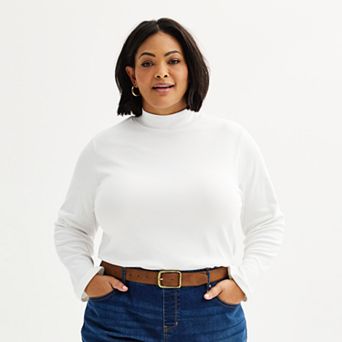 Plus Size Croft & Barrow® Essential Long-Sleeve Mockneck Top