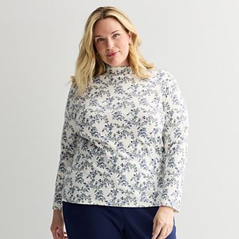 Plus Size Croft & Barrow® Essential Long-Sleeve Mockneck Top