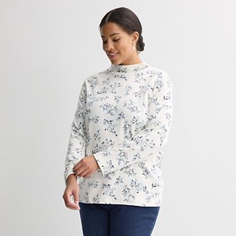 Plus Size Croft & Barrow® Essential Long-Sleeve Mockneck Top