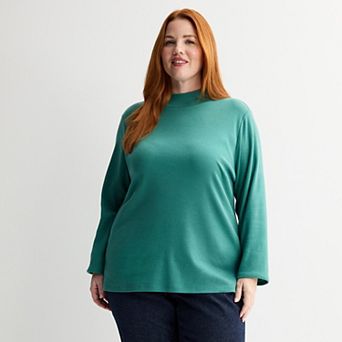 Plus Size Croft & Barrow® Essential Long-Sleeve Mockneck Top