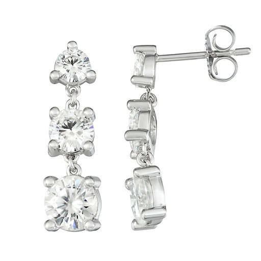 Dancing Stone Solid Silver Lab Created Diamond Dangle Drop Womens Girls Earrings