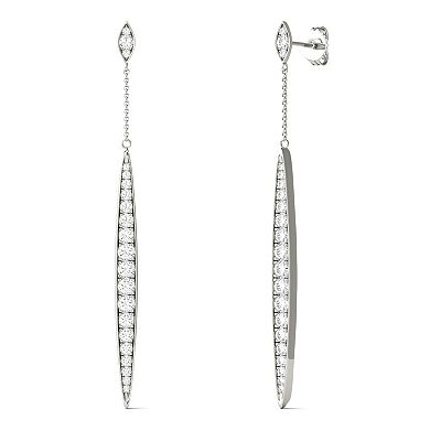 Charles & Colvard 14k White Gold 1 Carat T.W. Lab Created Moissanite Linear Drop Earrings