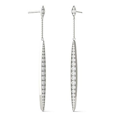 Charles & Colvard 14k White Gold 1 Carat T.W. Lab Created Moissanite Linear Drop Earrings