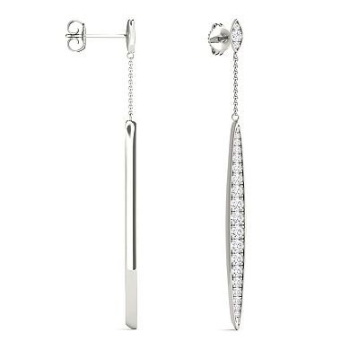 Charles & Colvard 14k White Gold 1 Carat T.W. Lab Created Moissanite Linear Drop Earrings