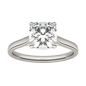 Charles & Colvard 14k White Gold 2 Carat T.W. Lab Created Moissanite Cushion Solitaire Engagement Ring