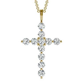 Charles & Colvard 14k Gold 1 1/10 Carat T.W. Lab Created Moissanite Cross Pendant Necklace