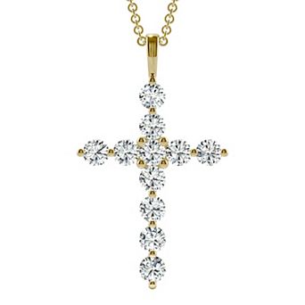 Charles & Colvard 14k Gold 1 1/10 Carat T.W. Lab Created Moissanite Cross Pendant Necklace