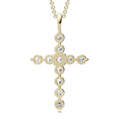 Charles & Colvard 14k Gold 1 1/10 Carat T.W. Lab Created Moissanite Cross Pendant Necklace