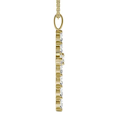 Charles & Colvard 14k Gold 1 1/10 Carat T.W. Lab Created Moissanite Cross Pendant Necklace