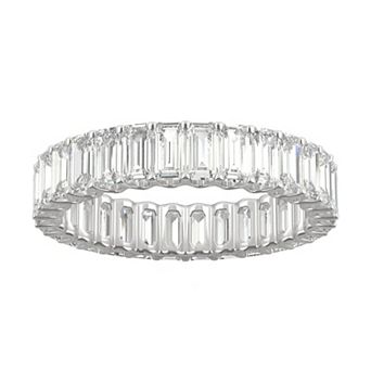 Charles & Colvard 14k White Gold Lab Created Moissanite Emerald Cut Eternity Band