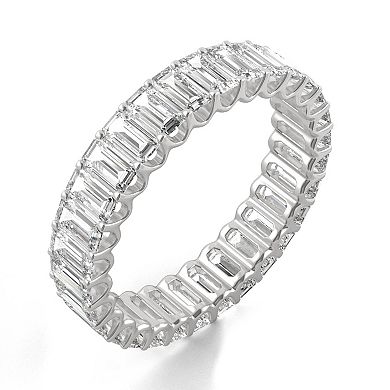 Charles & Colvard 14k White Gold Lab Created Moissanite Emerald Cut Eternity Band