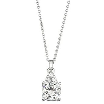 Charles & Colvard 14k White Gold 1 3/4 Carat T.W. Lab Created Moissanite Cushion Pendant Necklace