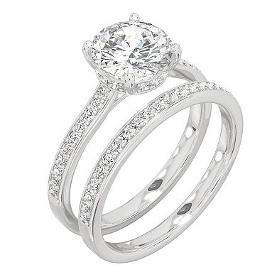 Charles & Colvard 14k White Gold 1 9/10 Carat T.W. Lab Created Moissanite Engagement Ring Set