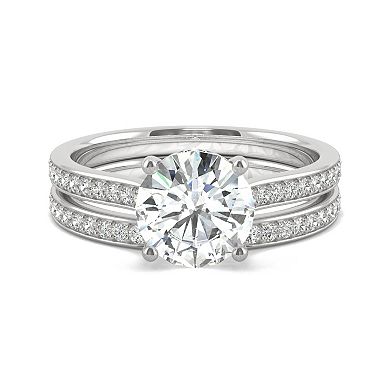 Charles & Colvard 14k White Gold 1 9/10 Carat T.W. Lab Created Moissanite Engagement Ring Set