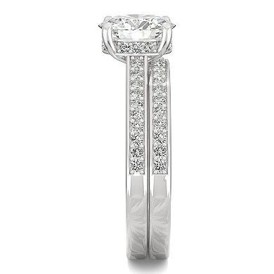 Charles & Colvard 14k White Gold 1 9/10 Carat T.W. Lab Created Moissanite Engagement Ring Set