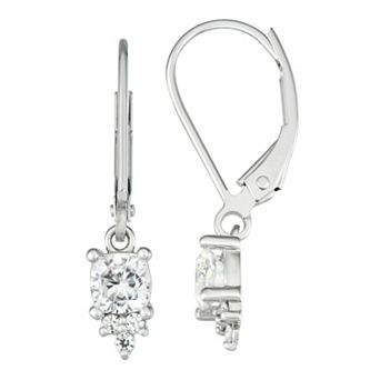 Charles & Colvard 14k White Gold 3/4 Carat T.W. Lab Created Moissanite Cushion Drop Earrings