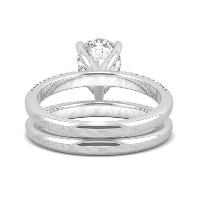 Charles & Colvard 14k White Gold 2 3/8 Carat T.W. Lab Created Moissanite Pear Engagement Ring Set