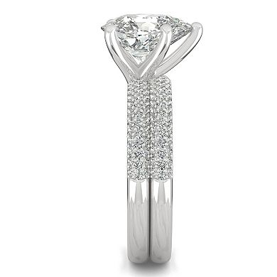 Charles & Colvard 14k White Gold 2 3/8 Carat T.W. Lab Created Moissanite Pear Engagement Ring Set