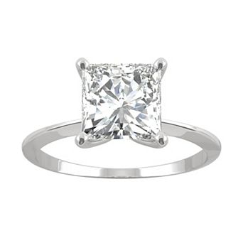 Charles & Colvard 14k White Gold 1 9/10 Carat T.W. Lab Created Moissanite Princess Cut Solitaire Ring