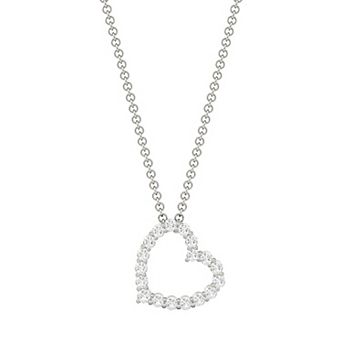 Charles & Colvard 14k White Gold 1/4 Carat T.W. Lab Created Moissanite Heart Pendant Necklace