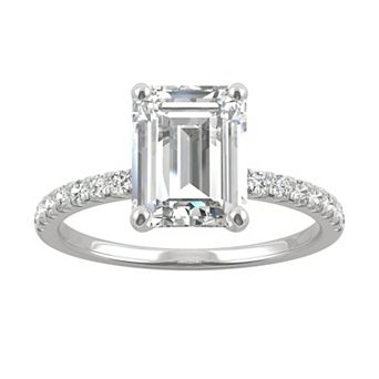 Charles & Colvard 14k White Gold 2 3/4 Carat T.W. Lab Created Moissanite Emerald Cut Engagement Ring