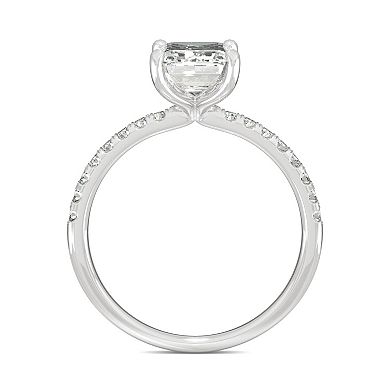 Charles & Colvard 14k White Gold 2 3/4 Carat T.W. Lab Created Moissanite Emerald Cut Engagement Ring