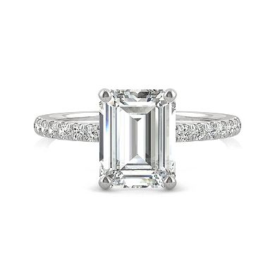 Charles & Colvard 14k White Gold 2 3/4 Carat T.W. Lab Created Moissanite Emerald Cut Engagement Ring