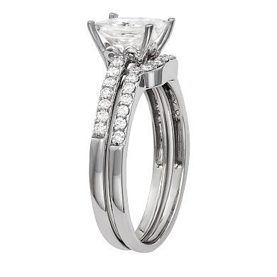 Charles & Colvard 14k White Gold 2 5/8 Carat T.W. Lab Created Moissanite Engagement Ring Set