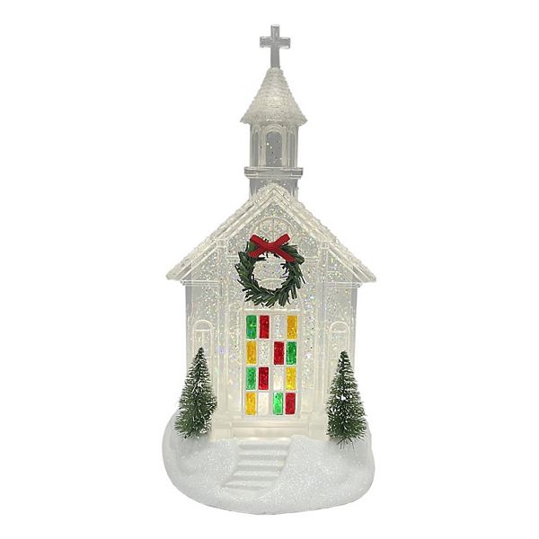 St. Nicholas Square™ Christmas Shimmer LED Church Snow Globe Table Decor