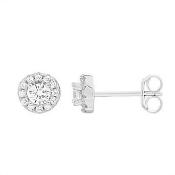 petit cheris Kids' Sterling Silver Cubic Zirconia Halo Stud Earrings