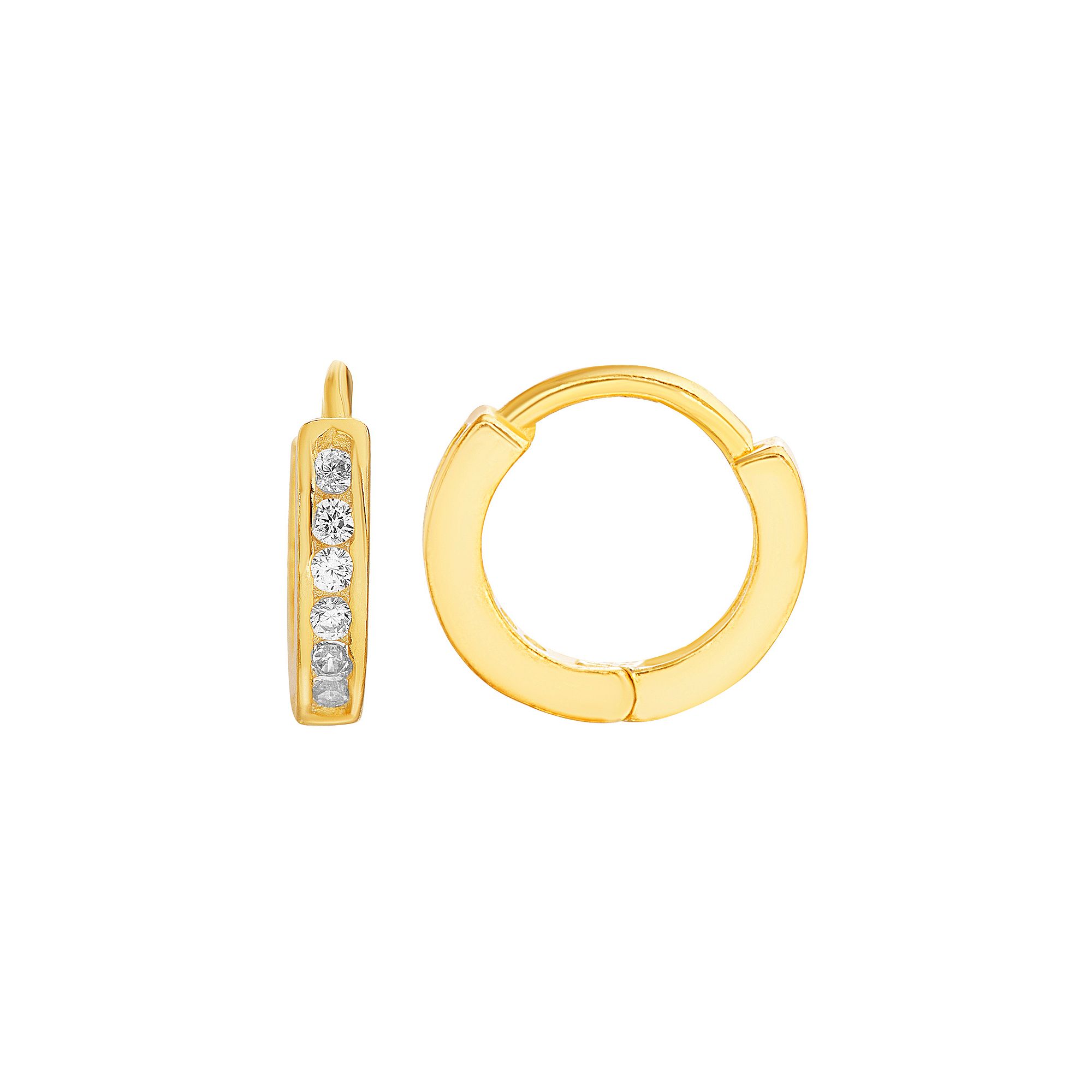 petit cheris Kids 14k Gold Over Silver Cubic Zirconia Huggie Hoop Earrings