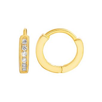 petit cheris Kids' 14k Gold Over Silver Cubic Zirconia Huggie Hoop Earrings