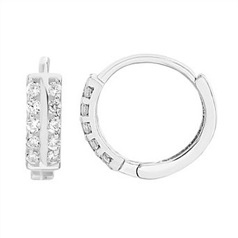 petit cheris Kids' Sterling Silver Cubic Zirconia Hoop Earrings