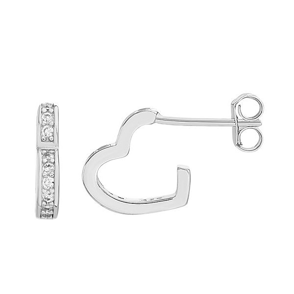 petit cheris Sterling Silver Open Heart Earrings