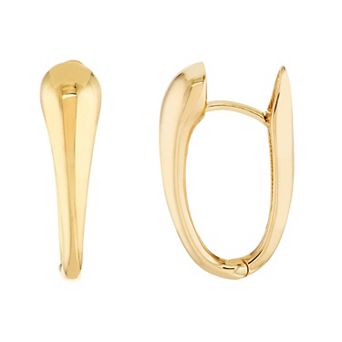 Color Romance 14k Gold Graduated Oval Huggie Hoop Earrings