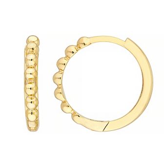 Color Romance 14k Gold Beaded Huggie Hoop Earrings
