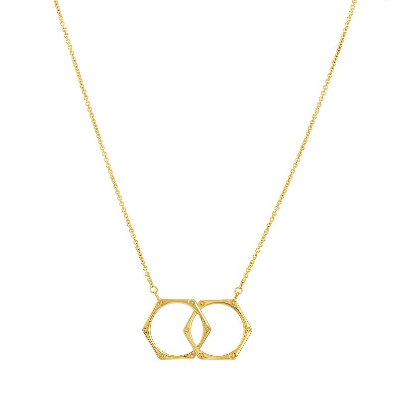 14k Gold Interlocking Hexagon Necklace, Womens, Size: 18, Yellow