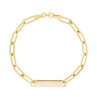 Color Romance 14k Gold ID Bar Paper Clip Chain Bracelet