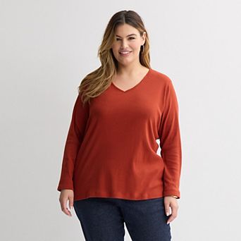 Plus Size Croft & Barrow® Essential V-Neck Top