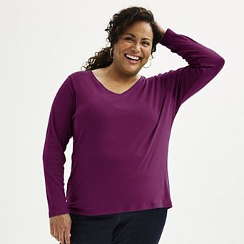 Plus Size Croft & Barrow® Essential V-Neck Top